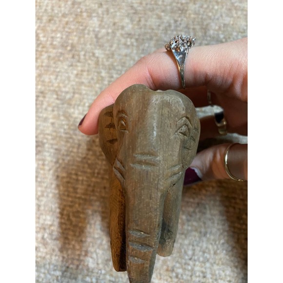 Vintage Wooden Hand Carved Elephant Figurine - Picture 3 of 3